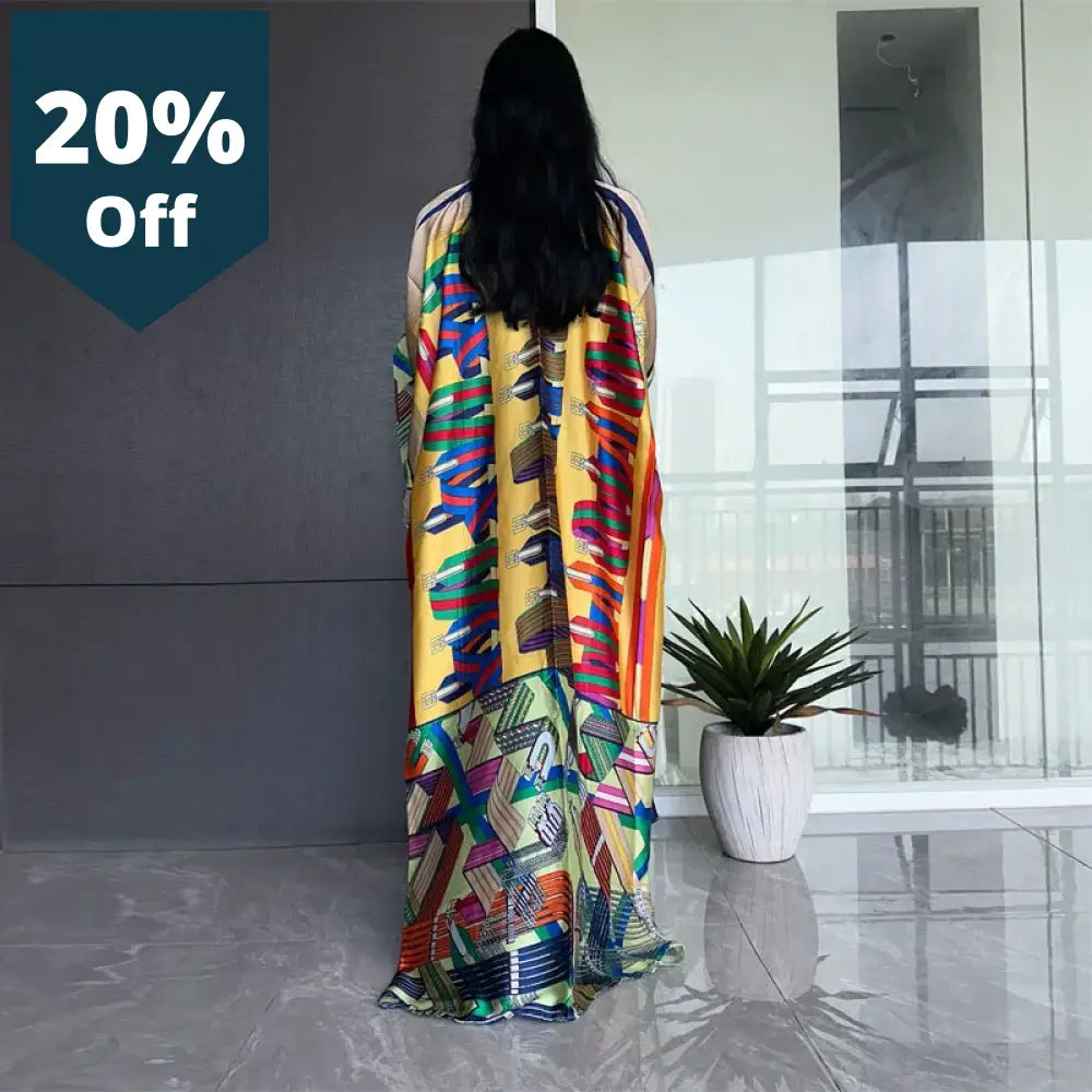 Summer Fashion Print Women Coat Loose Long Dress Elegant Party Boho Maxi Beach Holiday Swimming