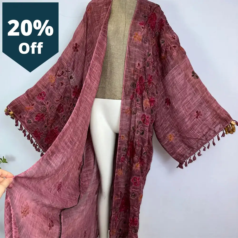 Summer Fashion Women Tassel Pashmina Embroidery Long Coat Loose Overcoat Thick Warm Free Size Middle