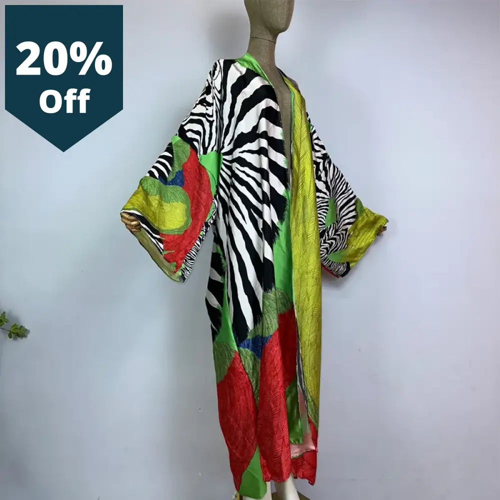 Summer Party Beach Wear Swim Suit Cover Up Africa Women Boho Cardigan Stitch Colorful Sexy Holiday