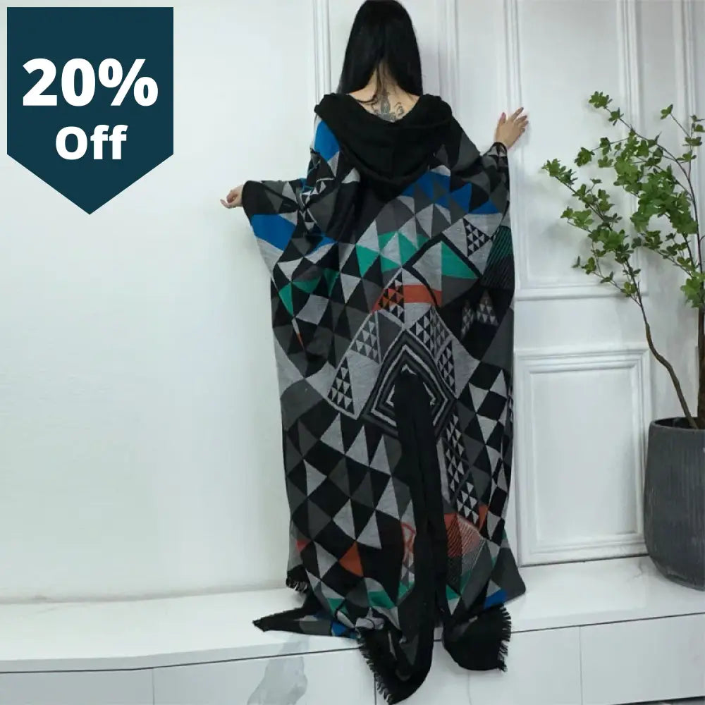 Winter Dress Outfits Women High Quality Coat Loose Thick Warm Female Kaftan Coats Poncho Hooded Mop