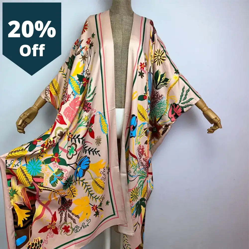 Women Bohemian Print Bikini Cover-Ups Elegant Casual Dress African Kaftan Long Sleeve Maxi Dress