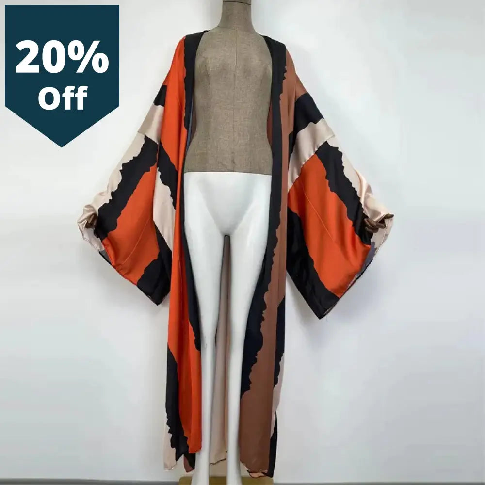 Women Cardigan Loose Long Dress Cocktail Party Boho Maxi Beach Holiday Batwing Sleeve Kimono Robe