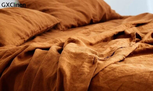 Linen Bed Sheet - Pumpkin Spice - hypemart