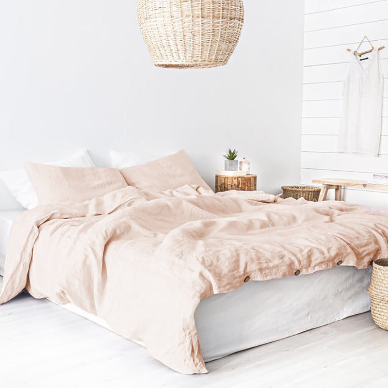 Linen Bed Sheet - Peachy Pink - hypemart